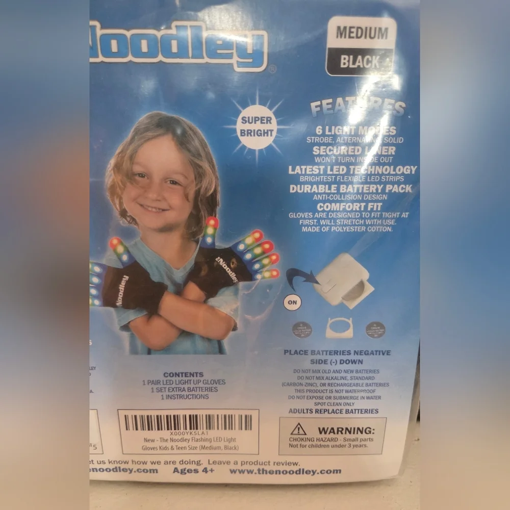 The Noodley: LED Light Up Gloves for Kids Ages 4+ Brand New